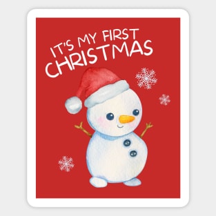 Cute Snowman Its My First Christmas Kids Gift Magnet